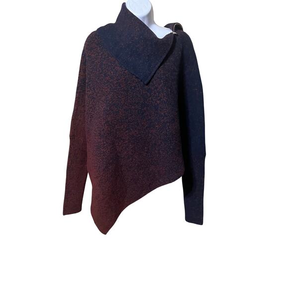 White House Black Market Ombré Draped Neck Poncho Sweater Wind Wine Sz M/L Wool - Picture 5 of 7